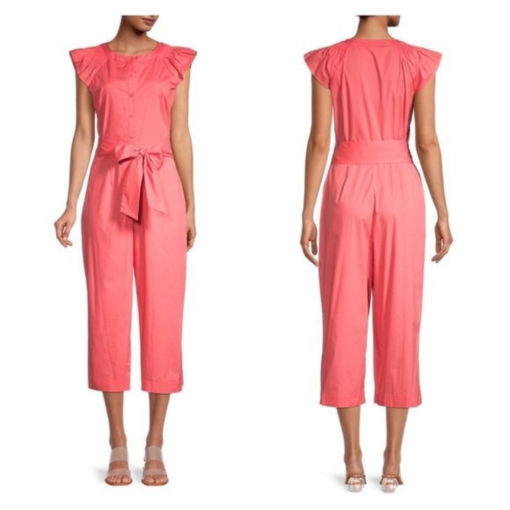 NWT Gal Meets Glam Saffron Flutter Sleeve Crop Jumpsuit 4